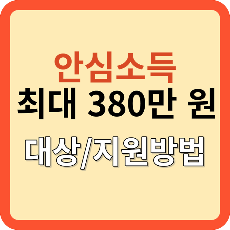 안심소득: 최대 380만원 지원! 대상, 신청방법?
