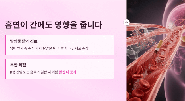 흡연이 간에도 영향을 줍니다