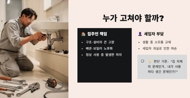 집주인이 고쳐야 하는 항목 vs 세입자가 부담하는 항목
