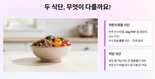 저탄수화물 식단과 저당 식단, 무엇이 다를까요