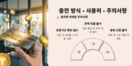 카드별 충전 방식·사용처·주의사항