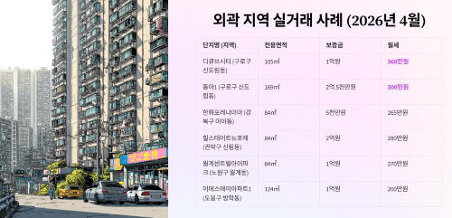 서울 외곽 월세 300만원, 실제 거래 사례