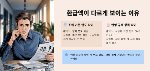 환급액이 다르게 보이는 이유