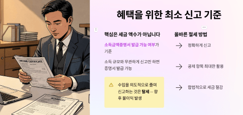 혜택을 받기 위한 최소 신고 금액은 얼마일까요?