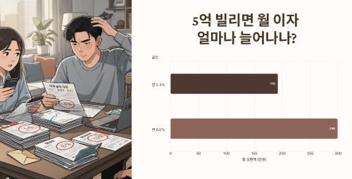 5억 빌리면 월 이자가 얼마나 늘어나나