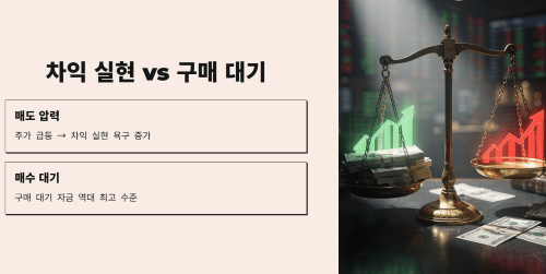 차익 실현과 구매 대기 수요가 동시에 강해졌습니다