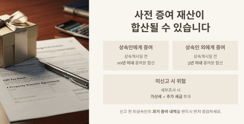 사전 증여 재산이 합산될 수 있습니다