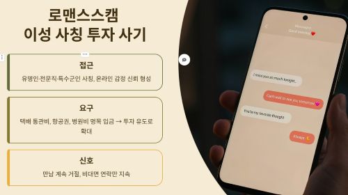로맨스스캠 이성 사칭 투자 사기 유형